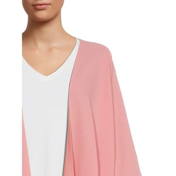 NWT Time & Tru Women's Coral / Melon Waterfall Open Layering Kimono ONE SIZE - Picture 2 of 6